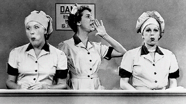 Lucy and Ethel at the chocolate factory during the “Job Switching” episode of I Love Lucy. Photo Credit: CBS Photo Archive