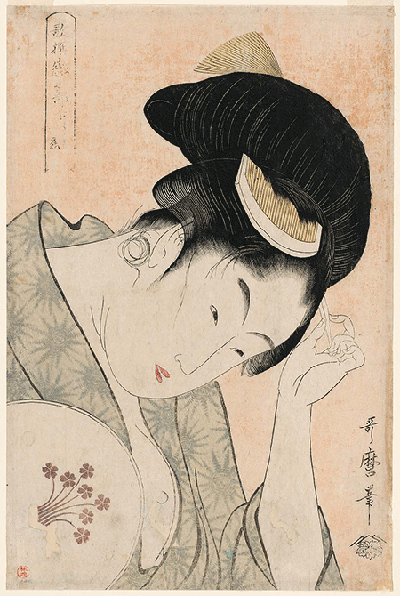 喜多川歌麿，歌撰恋之部，約1793年作，波士頓美術館藏