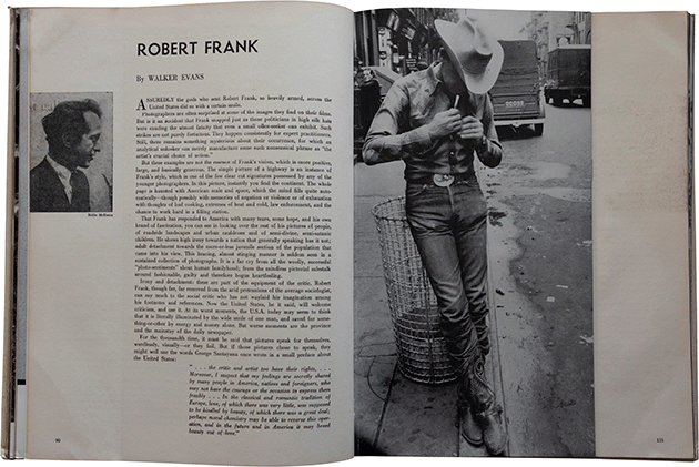 Walker Evans’s introduction to Robert Frank’s photographs in U.S. Camera Annual, 1958 (not in sale)