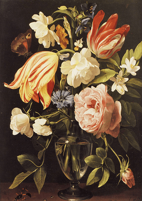 Daniel Seghers, Flowers in a Vase, oil on copper, c. 1629-1637. Residenzmuseum Bamberg, Germany. Image Wiki Commons