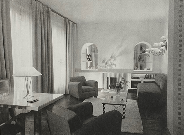 An apartment living room designed by Jean Royère, Paris, circa 1940. © 2021 Estate of Jean Royère / Artists Rights Society (ARS), New York / ADAGP, Paris.