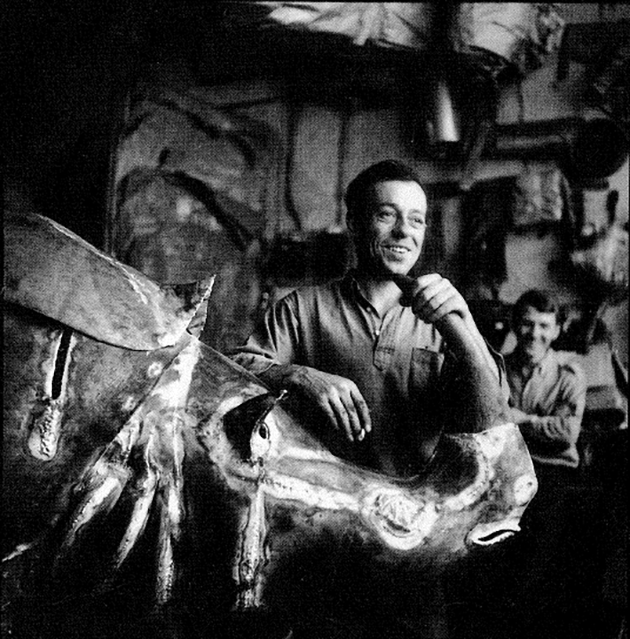 François-Xavier Lalanne working on Rhinocèros 1 in his studio, circa 1965. Credit to come