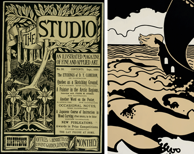 Aubrey Beardsley, Design for the first issue of ‘The Studio’ An Illustrated Magazine of the Fine and Applied Arts, No. 30, September 1895, Victoria & Albert Museum, London. Image: V&A Images / Alamy Stock Photo CAPTION: Detail of the present work