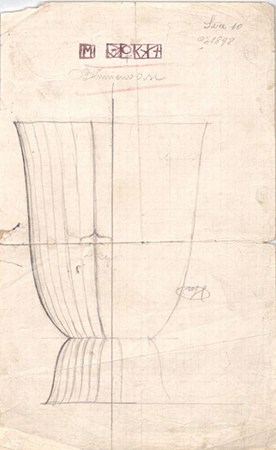 Drawing of vase, model no. M 3067/M va 6, circa 1923.  Credit 2: Credit to come.