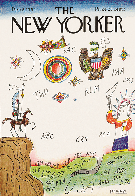 Saul Steinberg, cover of The New Yorker, December 5, 1964 © The Saul Steinberg Foundation /Artists Rights Society (ARS), New York